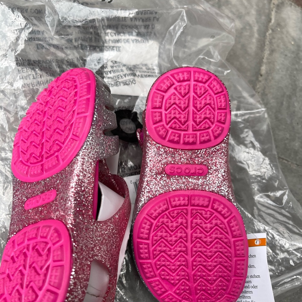 New Crocs Unicorn Charm Glitter Sandals Girls Kids - Picture 7 of 16